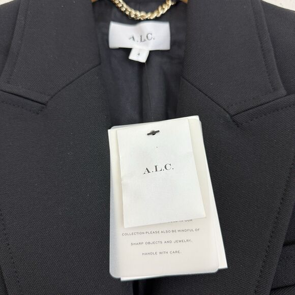 A.L.C. Carlyle Blazer Jacket Open Back Womens Size 4 Black Cut Out Fitted - Picture 13 of 13